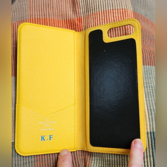 Authentic Louis Vuitton Monogram Folio Iphone 7+ Case Yellow M63405 LV K6580 - Picture 4 of 15